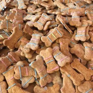 Homemade peanut butter flavor dog treats.
